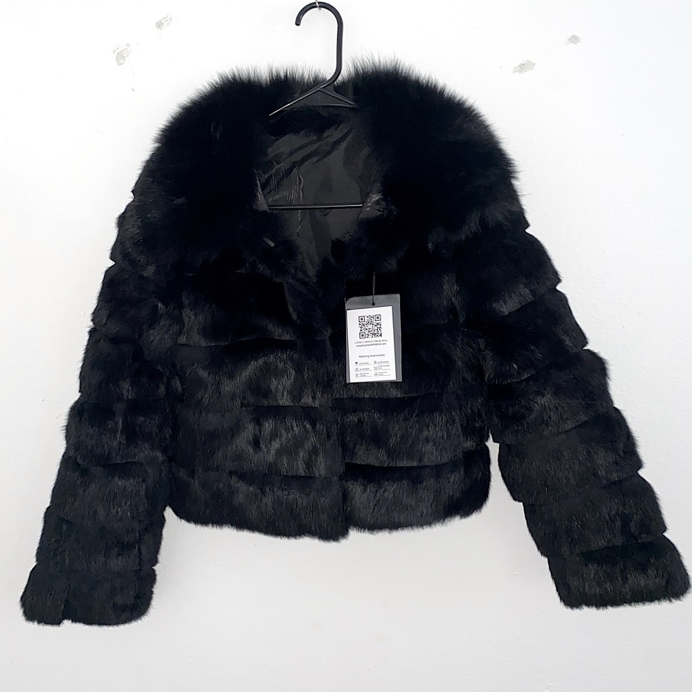 Fuzzy Black Faux Fur Jacket